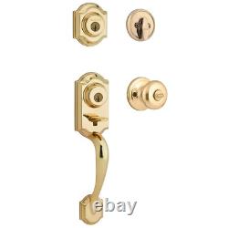 Montara Polished Brass Single Cylinder Door Handleset with Juno Entry Door Knob