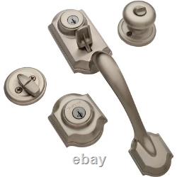 Montara Satin Nickel Single Cylinder Door Handleset with Juno Entry Door Knob Fe