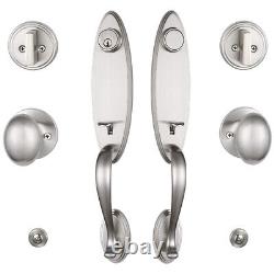 NEWBANG Heavy Duty Keyed Entry Front Door Handle Set with Brushed Nickel Finish