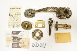 NOS VTG WESLOCK Antique Hammered Brass Gothic Entry Door Pull Handle Thumb Latch