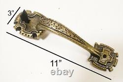 NOS VTG WESLOCK Antique Hammered Brass Gothic Entry Door Pull Handle Thumb Latch