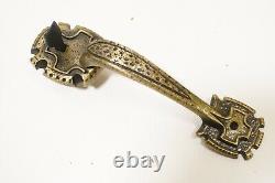 NOS VTG WESLOCK Antique Hammered Brass Gothic Entry Door Pull Handle Thumb Latch