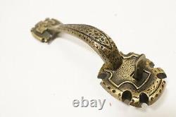 NOS VTG WESLOCK Antique Hammered Brass Gothic Entry Door Pull Handle Thumb Latch