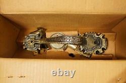 NOS VTG WESLOCK Antique Hammered Brass Gothic Entry Door Pull Handle Thumb Latch