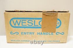 NOS VTG WESLOCK Antique Hammered Brass Gothic Entry Door Pull Handle Thumb Latch