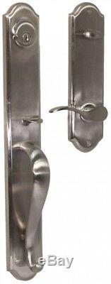 Nickel Handle Set Exterior Front Door Knob Entry Lever Key Home Security Lock