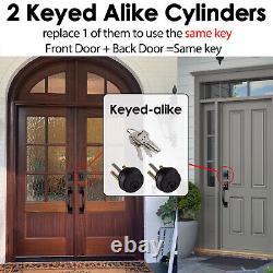 Oil Rubbed Bronze Double Front Door Handleset, Keyed&Dummy Exterior Door Lockset