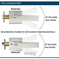 Pack Brushed Nickel Finish Flat Entry Lock(Keyed Alike)Front /Exterior Door 6