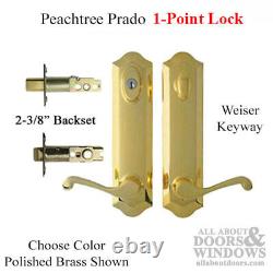 Peachtree Prado Hinged Handle Set Patio Door Hardware Weiser Key Polished Brass
