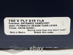 Plymouth Exterior Door Handleset, Flair Design, Satin Nickel -F60VPLYXFLA619