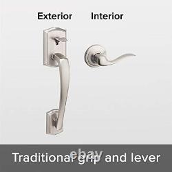 Prescott Front Door Handle No Lock, Entry Handleset Exterior with Satin Nickel