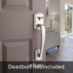 Prescott Front Door Handle No Lock, Entry Handleset Exterior with Satin Nickel