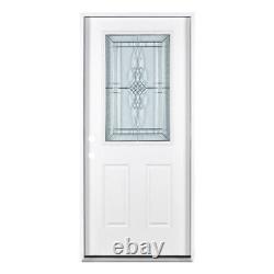 Quick Mount Fiber Glass Prehung Entry Door with Frame and Hardware, 37.5x81.5in