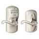 Schlage Residential Fe595 Ply619fla Electronic Lock, Lever, Satin Nickel
