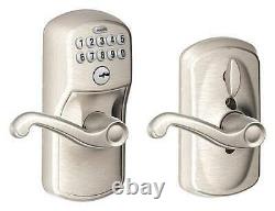 SCHLAGE RESIDENTIAL FE595 PLY619FLA Electronic Lock, Lever, Satin Nickel