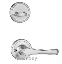 Satin Nickel Lock Knob Set Front Hardware Key New Entry Door Handle Handleset