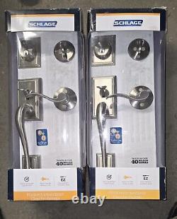 Schlage Addison Trim Satin Nickel Entry Exterior Door Handleset and Accent Door