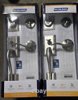 Schlage Addison Trim Satin Nickel Entry Exterior Door Handleset and Accent Door