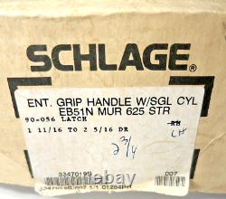 Schlage E-Series EB51N MUR 625 STR LH Entrance Grip Handle w Single Cyl 2-3/4 BS
