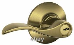 Schlage F51-ACC Brass Accent Single Cylinder Keyed Entry Door Lever Set