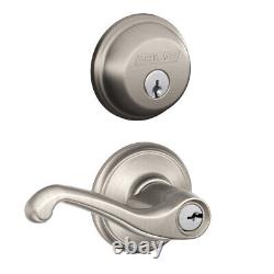 Schlage FB50NV-FLA Flair Keyed Entry Leverset and Deadbolt Combo Nickel