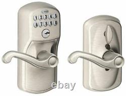 Schlage FE595-PLY-FLA Flex Lock Keypad Entry Lock Leverset Nickel