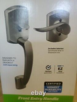 Schlage Greenwich Entry Door Handle with Lever Satin Nickel