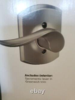 Schlage Greenwich Entry Door Handle with Lever Satin Nickel