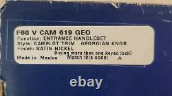Schlage Satin Nickel F60 V Cam 619 Geo Entrance Lock Handleset New(WithFREE Set)