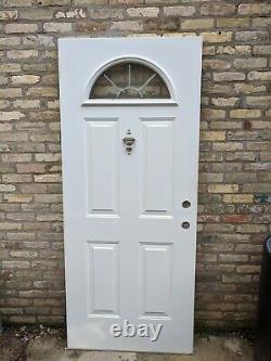 Steel Entry Door 34.75 (w) x 82.25 H (white exterior/golden oak interior)