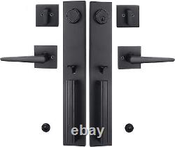 TMC Double Door Handlset Front Door Matte Black Keyed Entry Handle Hanlset Set