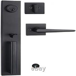 TMC Double Door Handlset Front Door Matte Black Keyed Entry Handle Hanlset Set