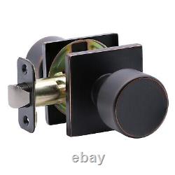 Value Project Pack Modern Flat Door Knob Square Rose Lock Handle, Dark Bronze