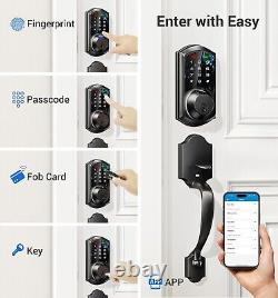 Veise Fingerprint Smart Keyless Entry Door Lock with Handle Set, Touchscreen Black