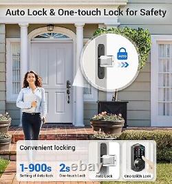 Veise Fingerprint Smart Keyless Entry Door Lock with Handle Set, Touchscreen Black