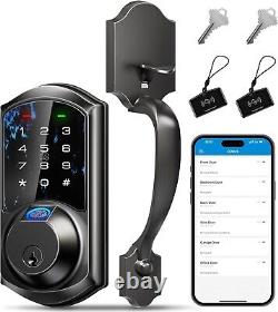 Veise Fingerprint Smart Keyless Entry Door Lock with Handle Set, Touchscreen Black