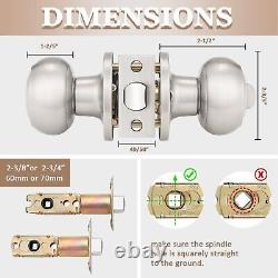 (6 Pack) Boutons de porte d'entrée ronds en nickel satiné, clés identiques, porte extérieure/intérieure