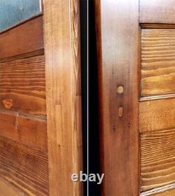 Porte d'entrée en bois ancien vintage avec fenêtres en verre extérieures : 31,5x79,5x1,75