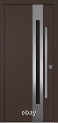 Porte d'entrée extérieure isolée en acier inoxydable S2 marron moderne par Nova