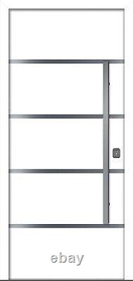 Porte d'entrée isolée en acier moderne blanc Inox S3 par Nova