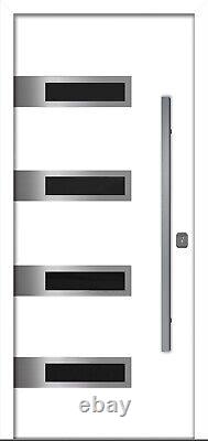 Porte d'entrée isolée en acier moderne blanc Inox S4 par Nova