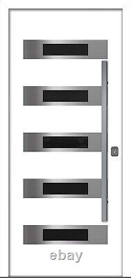 Porte d'entrée isolée en acier moderne blanc Inox S5 de Nova