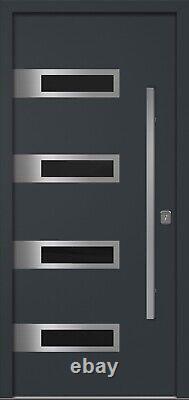 Porte d'entrée isolée en acier moderne gris Inox S4 par Nova