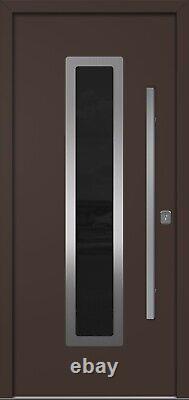 Porte d'entrée isolée en acier moderne marron Inox S1 par Nova