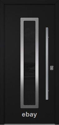 Porte d'entrée isolée en acier moderne noir Inox S1 par Nova