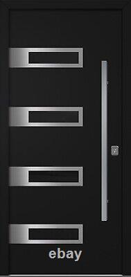 Porte d'entrée isolée en acier moderne noir Inox S4 de Nova